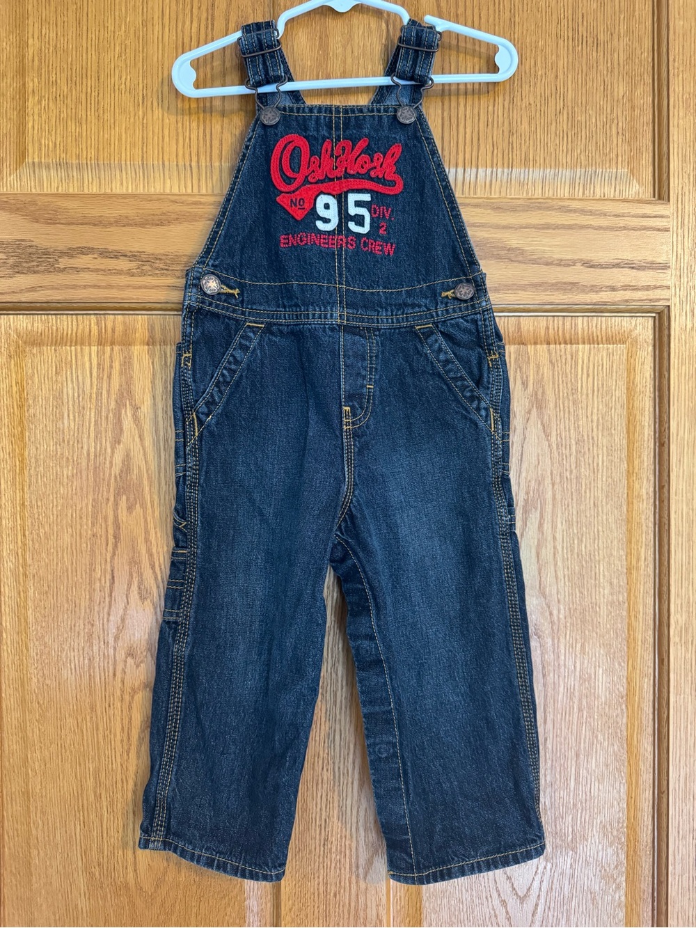 OshKosh B’gosh 24M Denim Overalls 95 Engineers Crew Embroidered